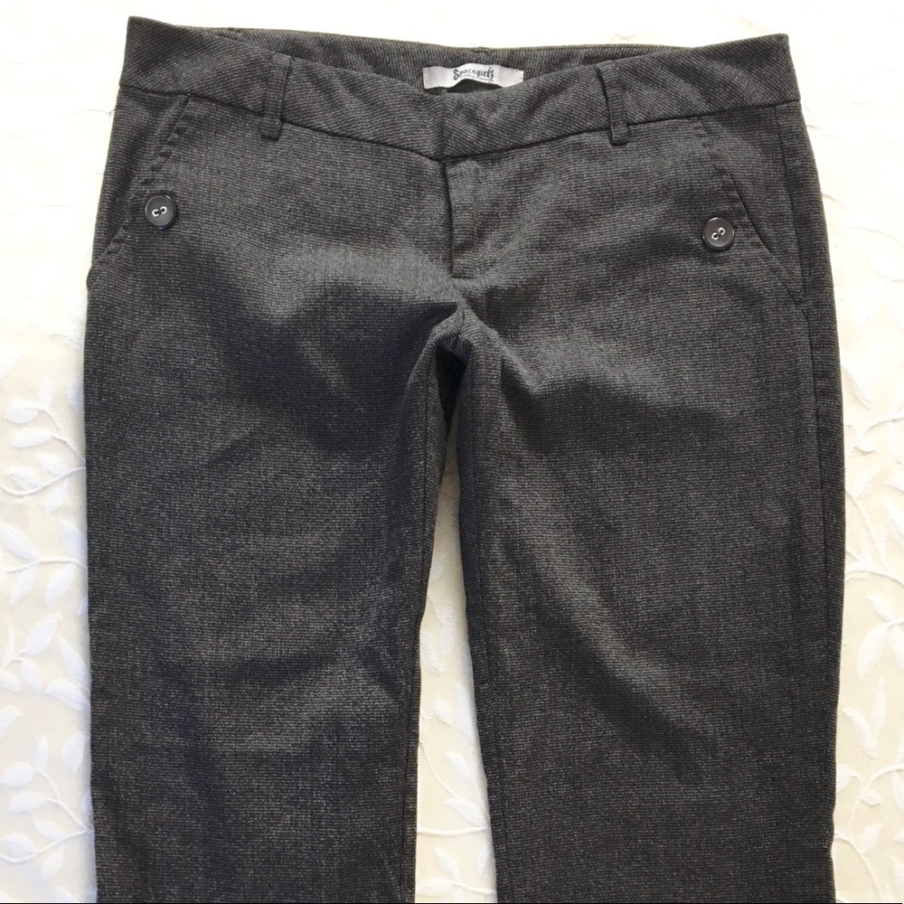 Spacegirlz Womens Tweed Pants size 7 Brown Crop Capri Relaxed Casual Office